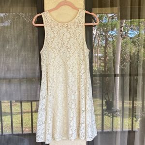 Free People dress 2-piece off-white/ivory floral lace  detachable under layer